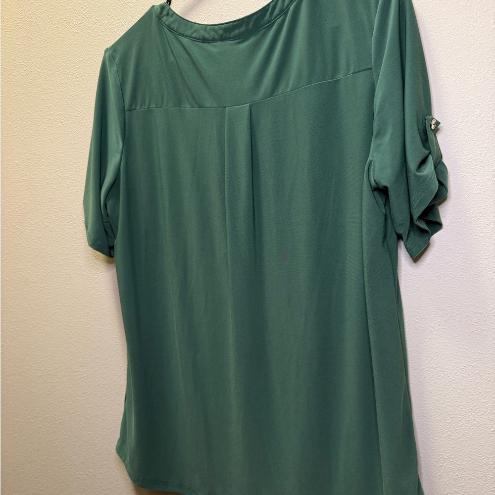 Perseption Concept Teal Blouse With Button Accents - image 4